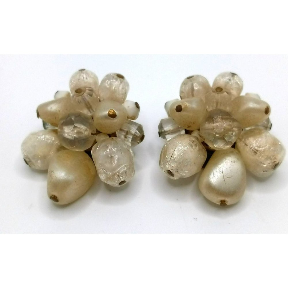 Vintage West Germany Marked Bead Cluster Clip‎ On Earrings - Picture 6 of 6